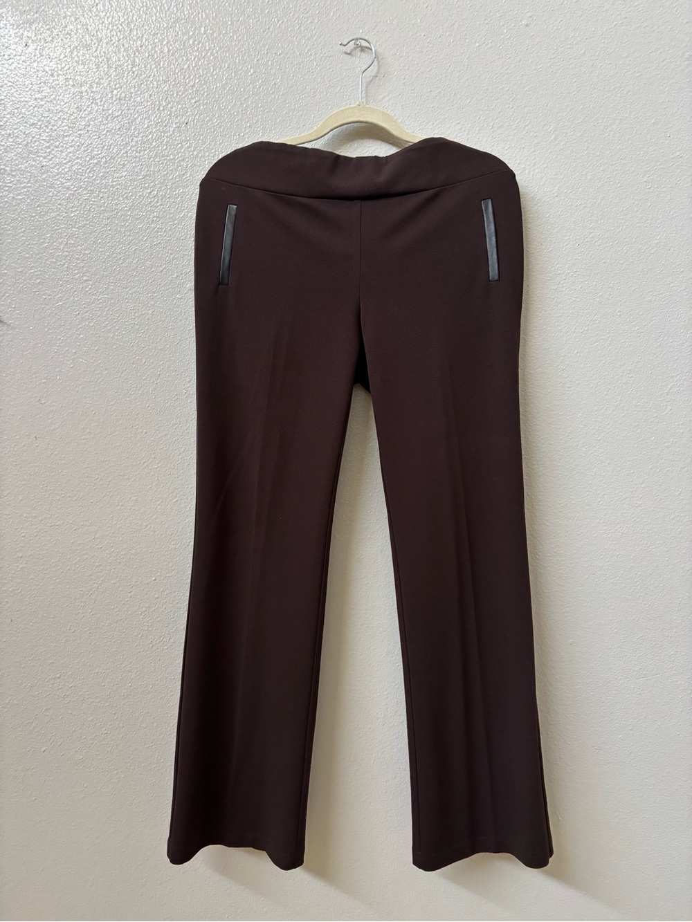 Soho Women's Bootcut Pants in Dark Brown with Faux-Zip Details